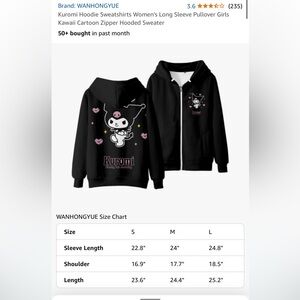 Size Medium Kuromi zip up jacket  NEW